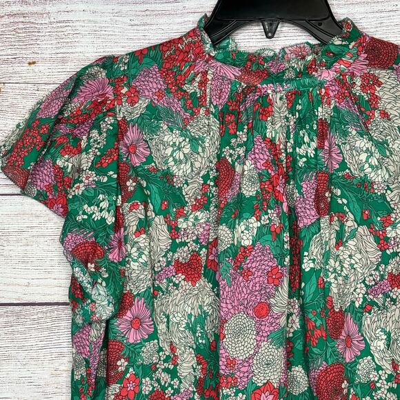 Trovata The Carla High Neck Nouveau Garden Lightweight Cotton Blouse Size Small - Picture 5 of 11